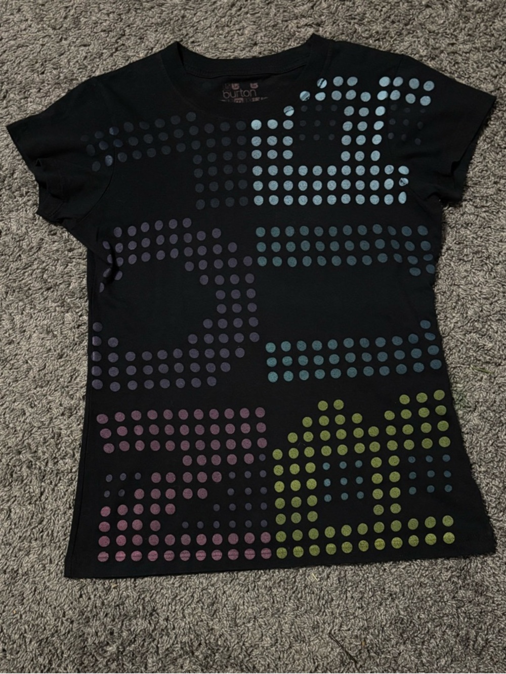 Black Graphic Dot Pattern Logo Tee - Multicolor Dots